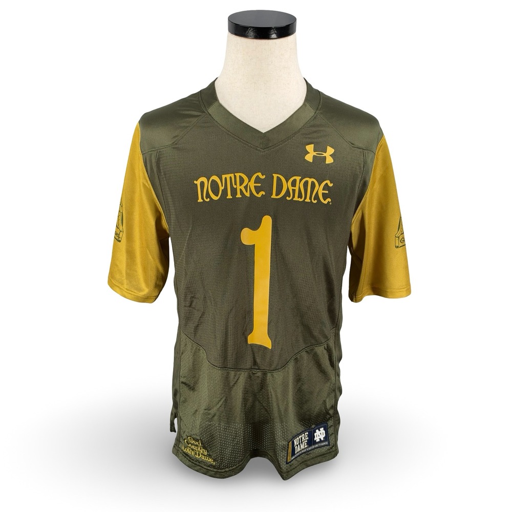 Under Armour Notre Dame Shamrock Series Football Jersey #1 Olive Green Small